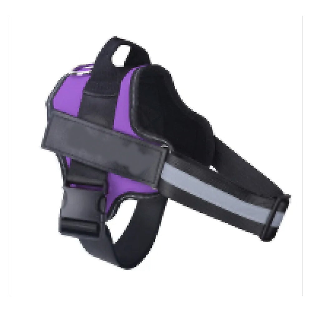 No-Pull Reflective Dog Harness Vest with Handle — Purple