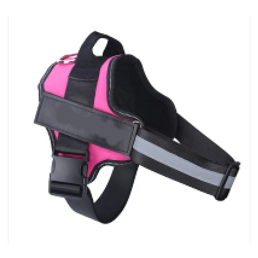 No-Pull Reflective Dog Harness Vest with Handle — Rose Red