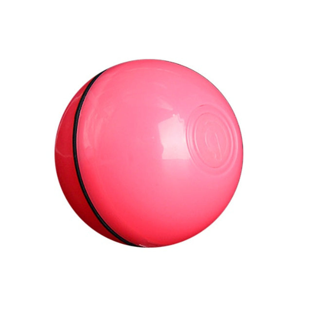 Self-Rolling LED Laser Cat Ball — pink rechargeable ball on white