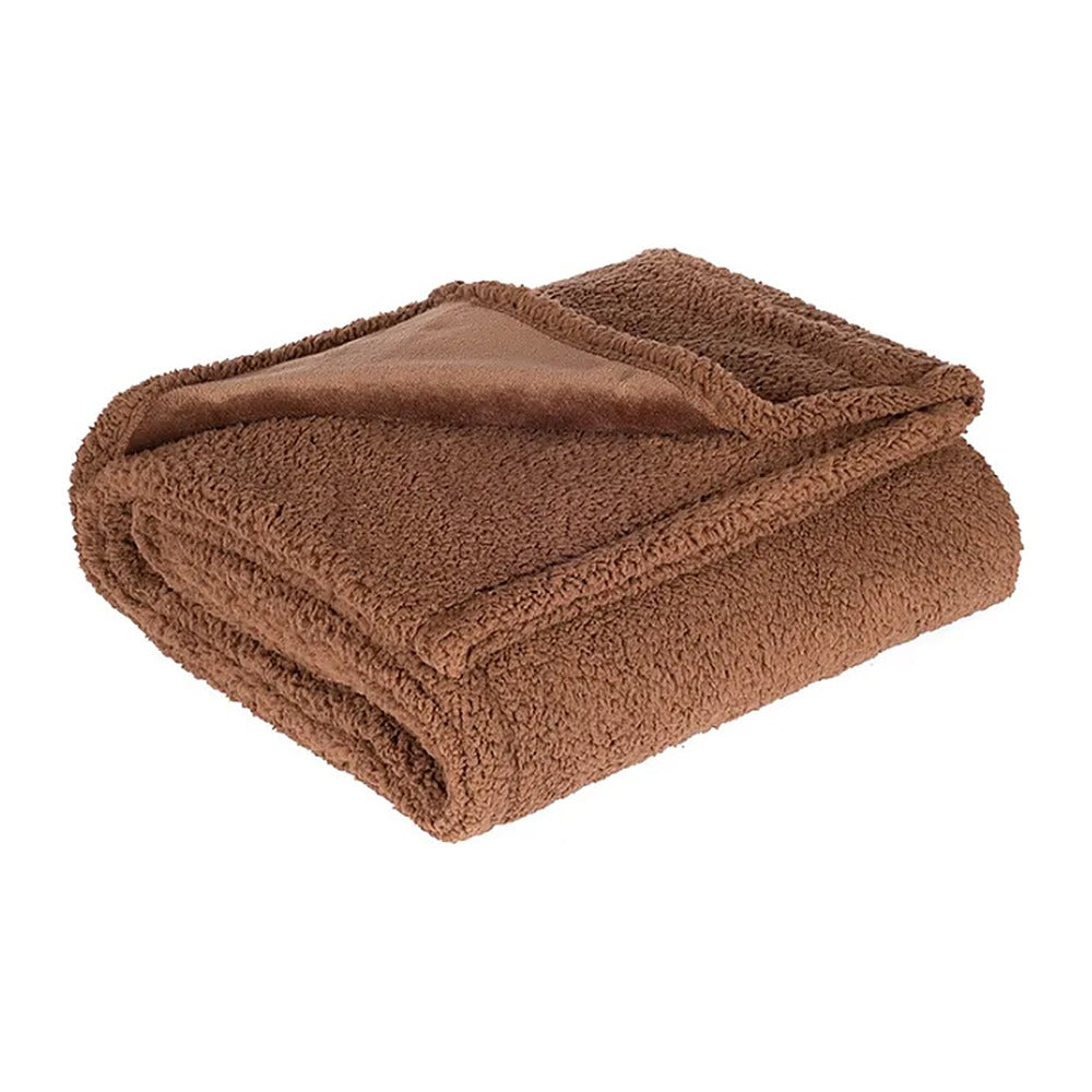 Waterproof Sherpa Dog Blanket — Coffee, folded