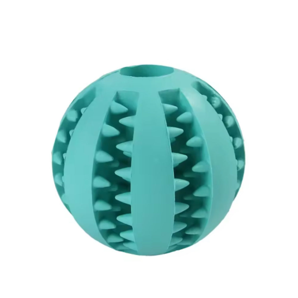 Bite-Resistant Rubber Chew Ball — light blue ball with dental ridges