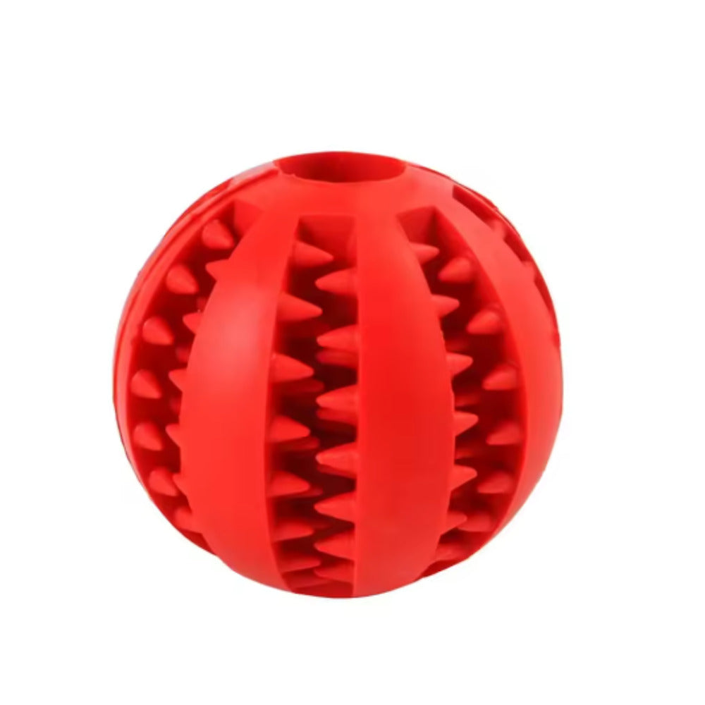 Bite-Resistant Rubber Chew Ball — red ball with dental ridges