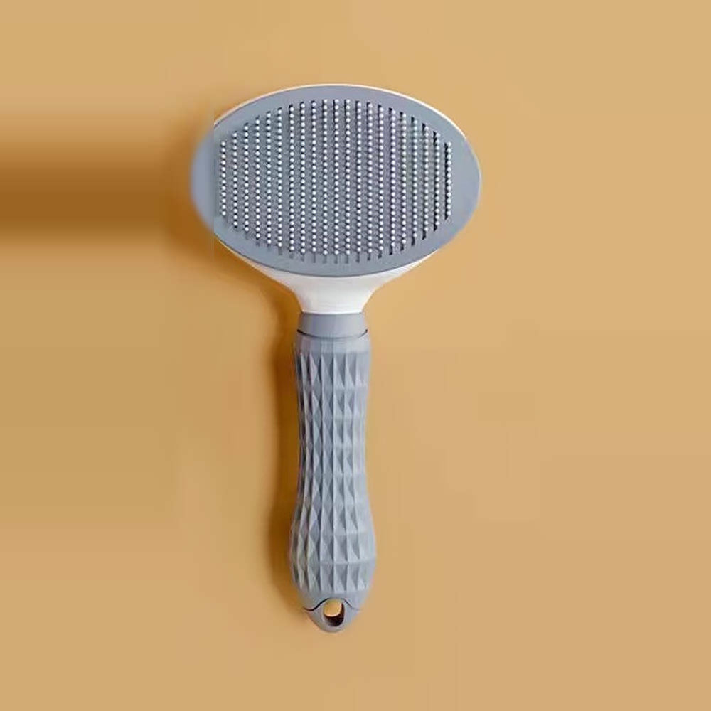 Pet Hair Remover Brush for Cats — self-cleaning slicker brush in grey