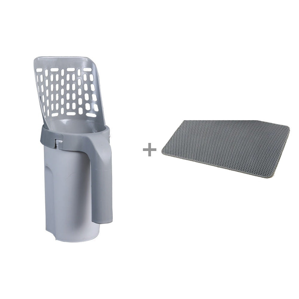 The Litter Box Kit — sifting litter scoop with waste bin plus litter-trapping mat
