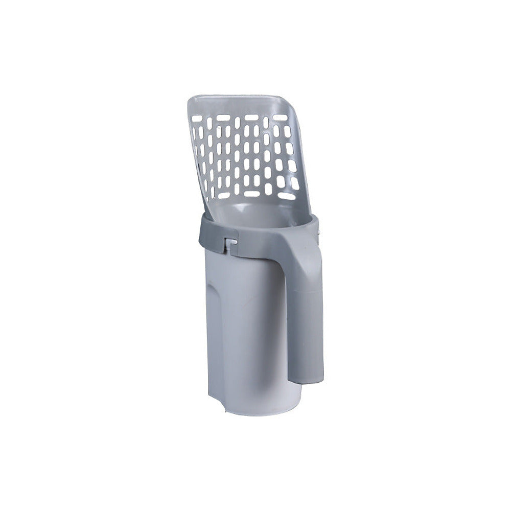 The Litter Box Kit — grey sifting scoop docked in its built-in waste bin